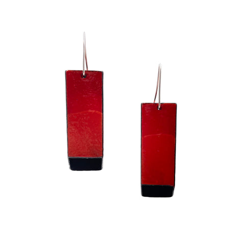 Tube Dangle Earrings, Red