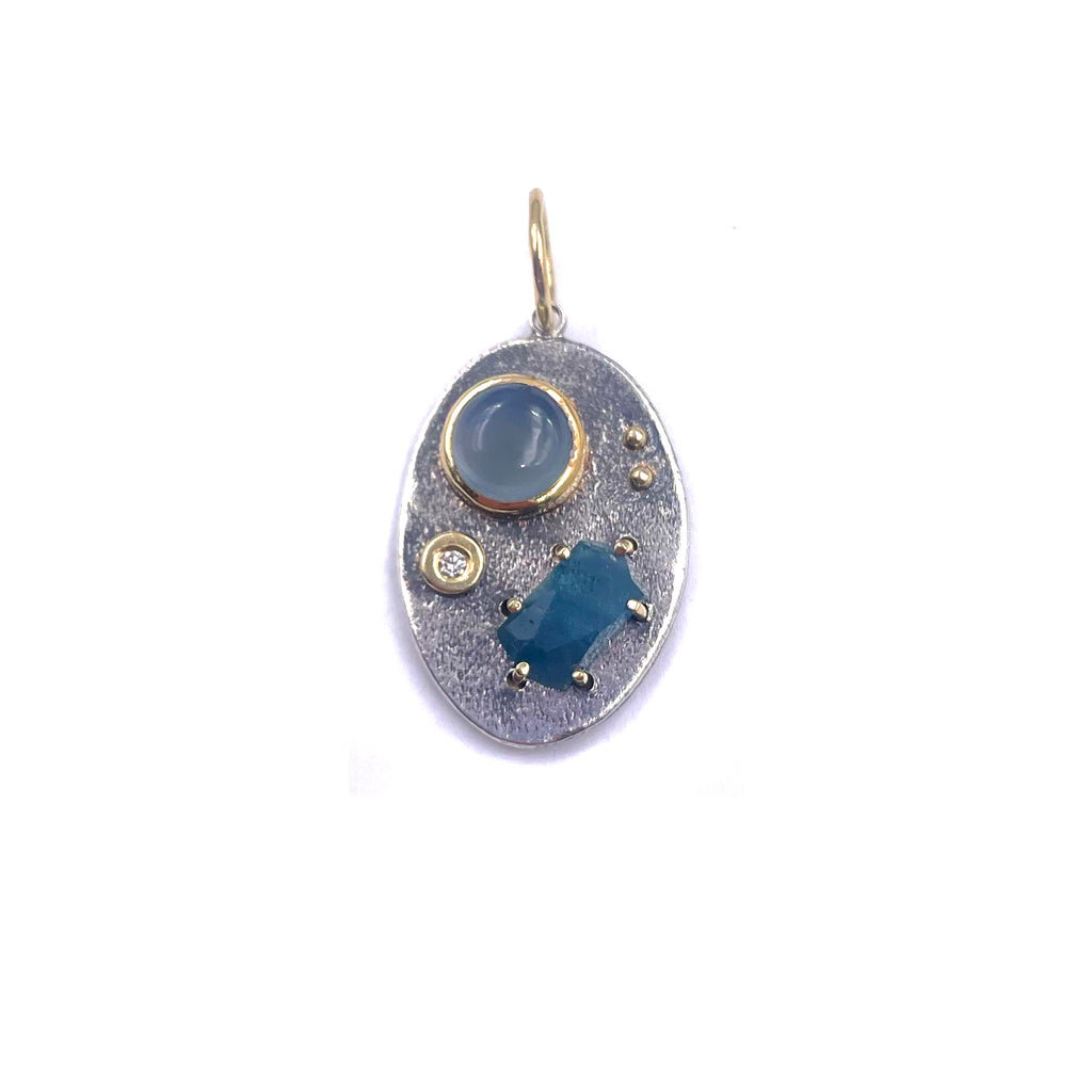 Chalcedony and Tourmaline Collage Charm