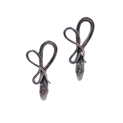 Serpentine Earrings, Silver, Small