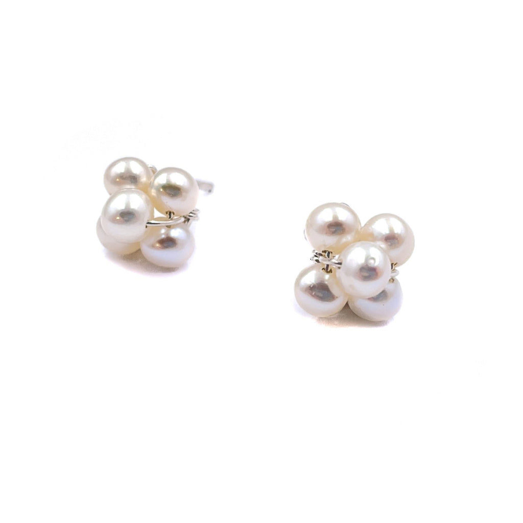 Pearl Cluster Earrings, White