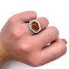 Hessonite Garnet Hammered Ring