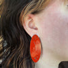 Oval Earrings, Red