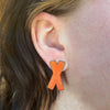 Small X Marks Studs, Matte Orange