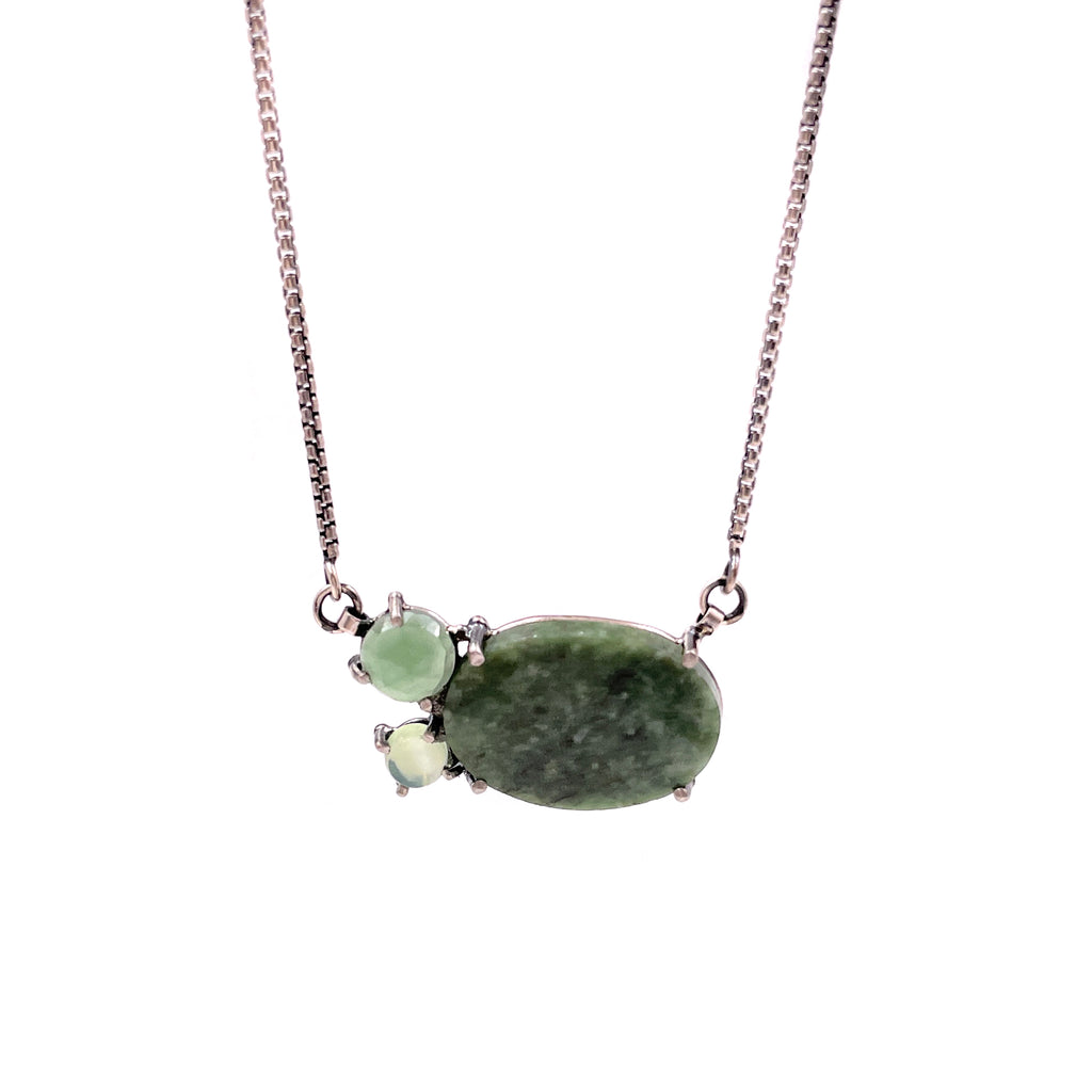 Three Stone Necklace, Green