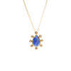 Sapphire Teardrop & Diamond Halo Necklace