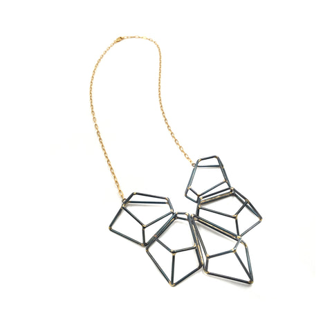 Crest Necklace, Steel/Gold