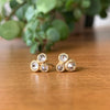 Inverted Triple Diamond Stud Earrings