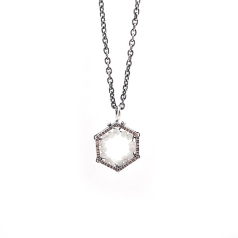 Hexagon Geode Necklace, Moonstone