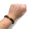Cygnet Hook Bracelet, Silver & Brown Leather