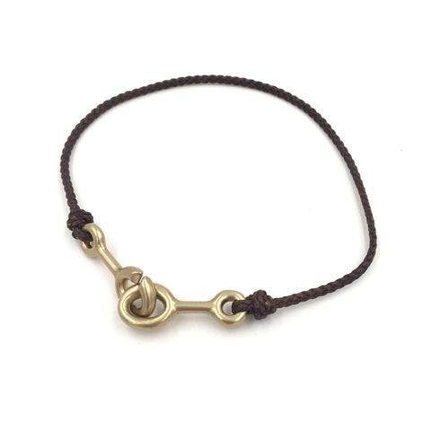 Sister Clasp Bracelet, Thin Brown Cord