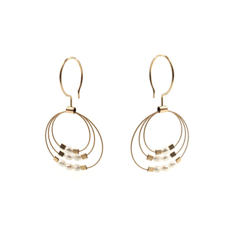Trinity Hook Earrings, Gold & Pearl