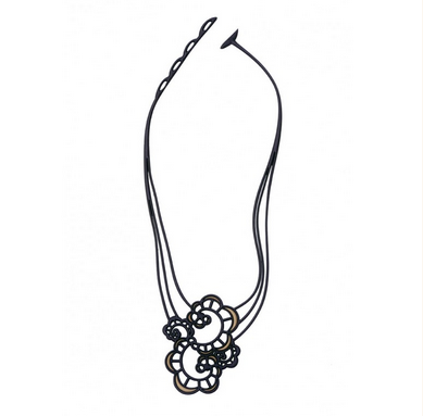 Japanese Flower Necklace, Black & Olive