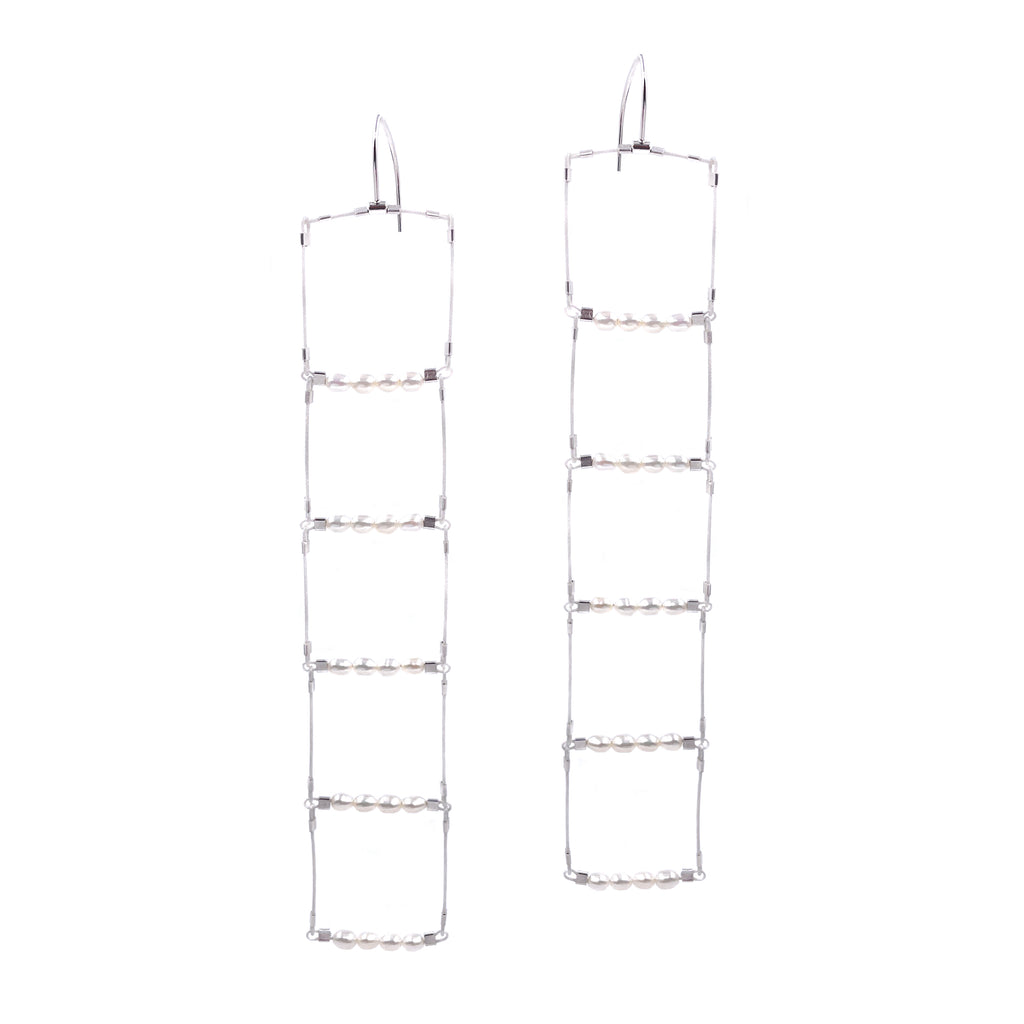 Ladder Hooks Max with Pearls, Silver