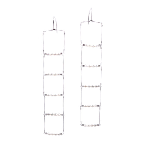 Ladder Hooks Max with Pearls, Silver