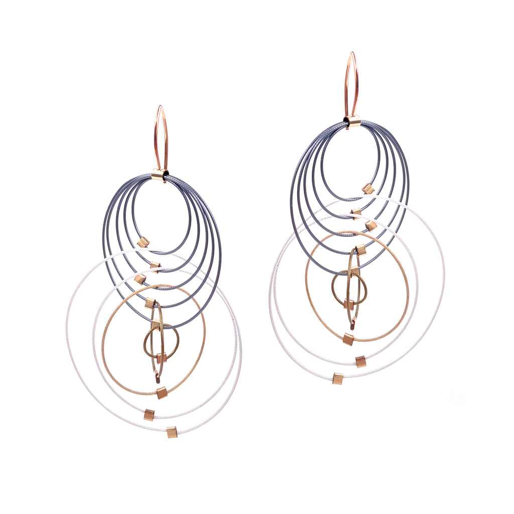 Orbiting Circle Hook Earrings, Ombre