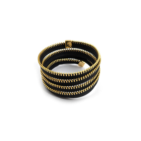 Wide Five Coil Bracelet, Gold