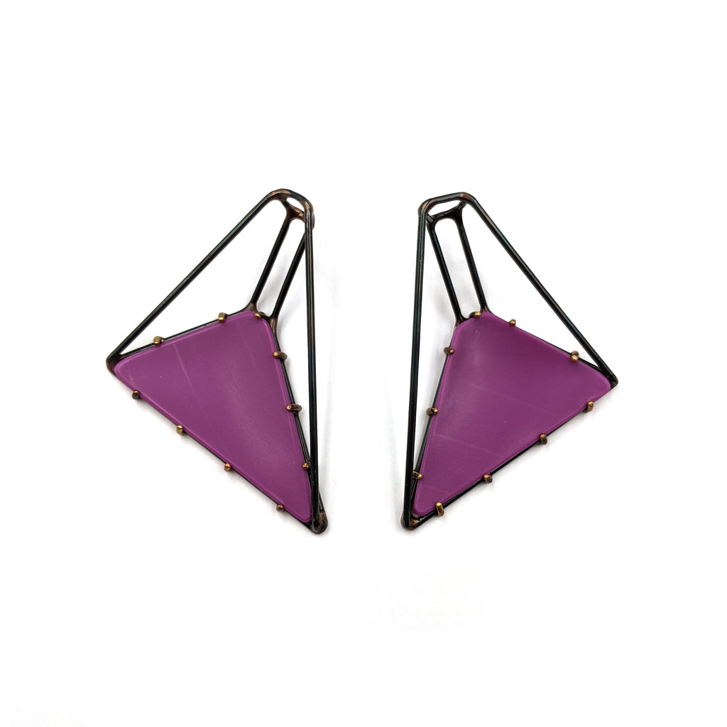 Foundation Trapezoid Vinyl Earrings, Medium, Light Purple
