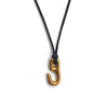 Signet Hook Necklace, Brass, Black