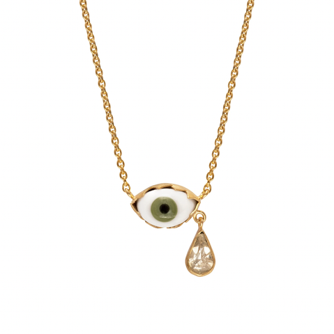 Teardrop Eye Necklace, Green