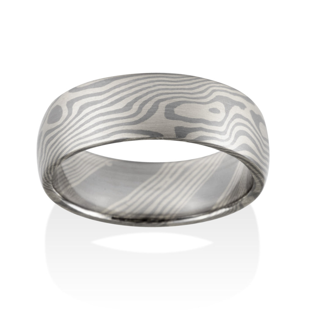 Mokume Gane Ring, Birch Pattern, White