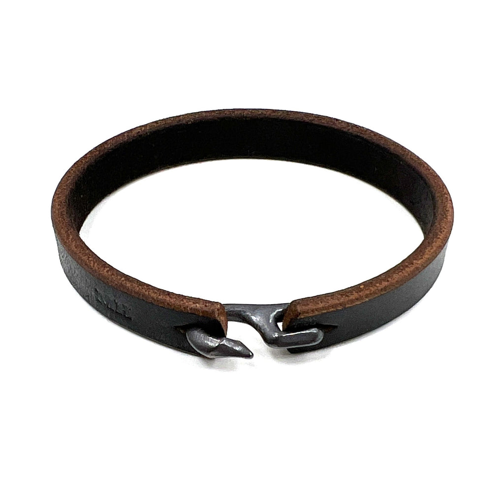 Cygnet Hook Bracelet, Shibuichi & Black Leather Medium