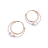 Stone Hoops, Small, Gold/Pearl