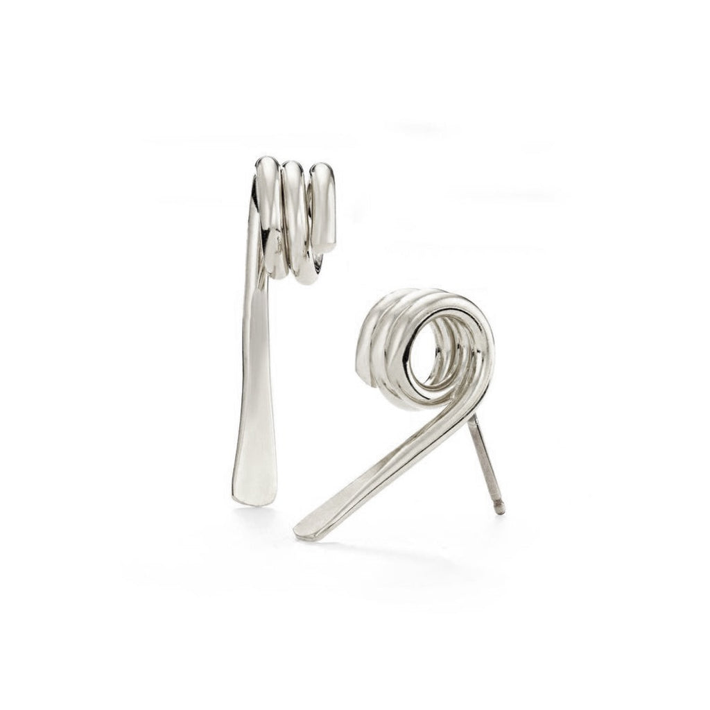 Tightly Wound Stud Earrings, Silver